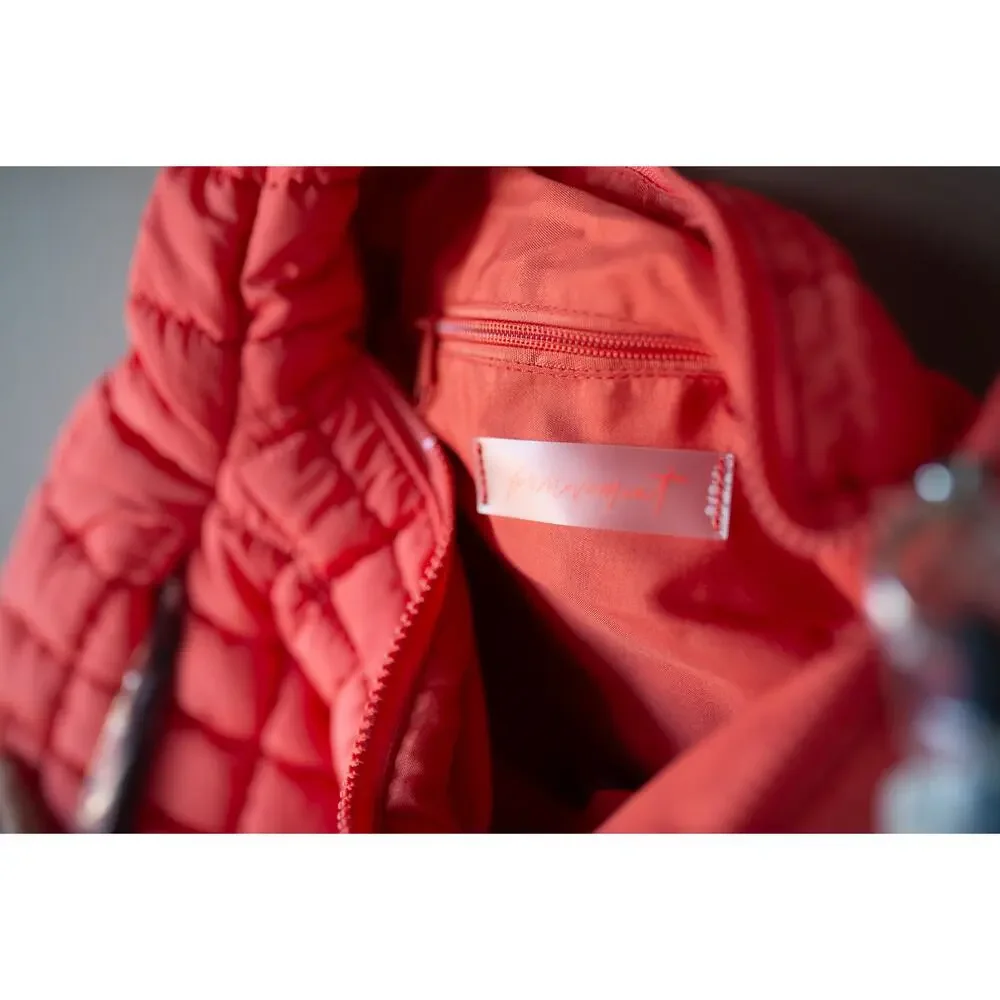 Free People Quilted Carryall Bag Coral NEW - Picture 4 of 4